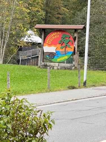 a sign on the side of a road at Luxury family apartment Engelberg in Engelberg