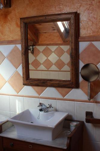 a bathroom with a sink and a mirror at El Jardin de la Huerta in Sahagún