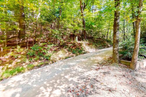 a road in the middle of a forest at Indian Rock Lake in Blue Ridge