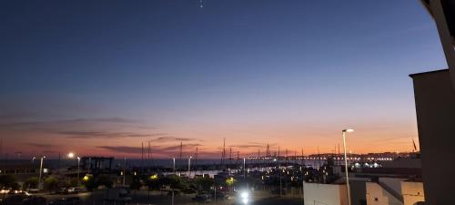 a view of a parking lot at night at Mainake Costa del Sol in Torre del Mar