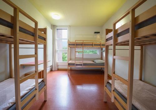 a room with four bunk beds and a window at Zurich Youth Hostel in Zurich