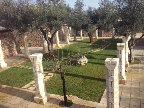 a row of trees in a park with grass at Tenuta Serre in Salve