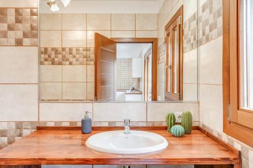 a bathroom with a sink and a mirror at Son Trast in Vilafranca de Bonany