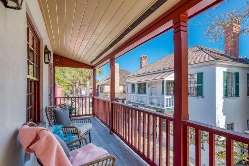 a porch with a view of a house at 110 St. George Street in St. Augustine