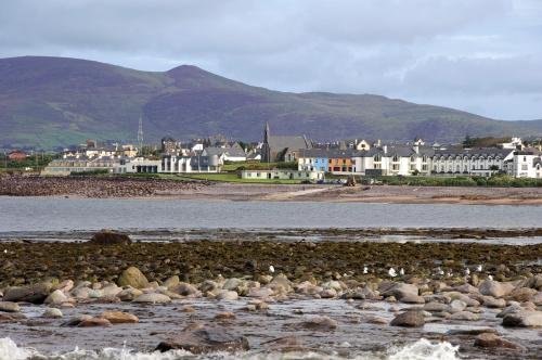 a group of birds standing on a rocky beach at Allaghee Mor St Finians Bay by Trident Holiday Homes in Ballinskelligs