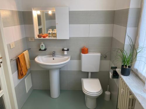 een badkamer met een wastafel en een toilet bij Casa I Tre by Holiday World in Cuneo