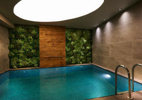Dundar Hotel & Spa في إسطنبول: مسبح بالنباتات على الحائط