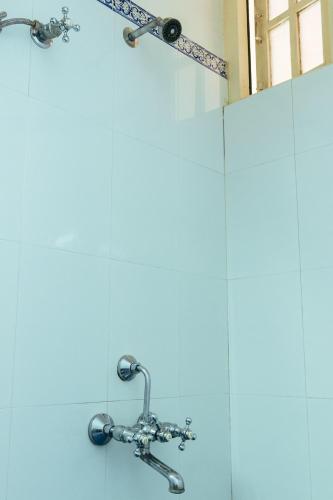 a shower with two faucets on a wall at Hotel Arcadia in Panaji