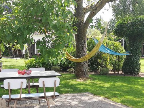 a hammock hanging from a tree in a yard at Noest in Destelbergen