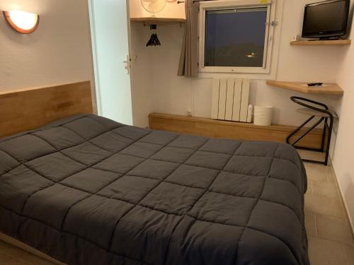 een slaapkamer met een groot bed en een raam bij Hotel Macon la Salle in Mâcon