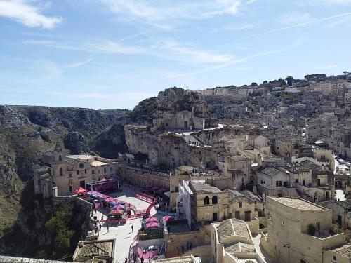 an aerial view of a town on a mountain at Maison d'Ax in Matera