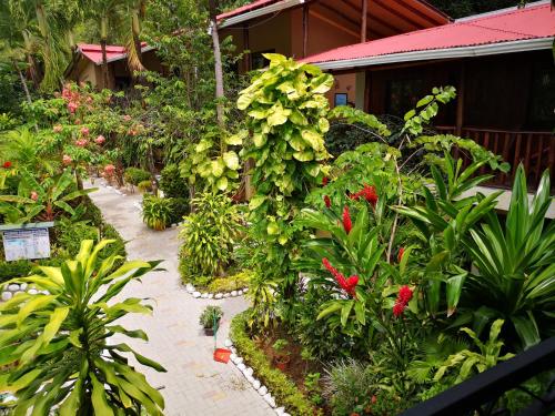 a garden with many different plants and flowers at Hotel Belvedere Playa Samara Costa Rica in Sámara