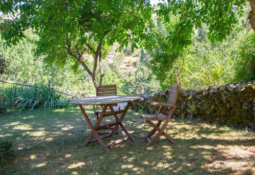 a table and two chairs sitting under a tree at Hotel Rural Calatañazor in Calatañazor