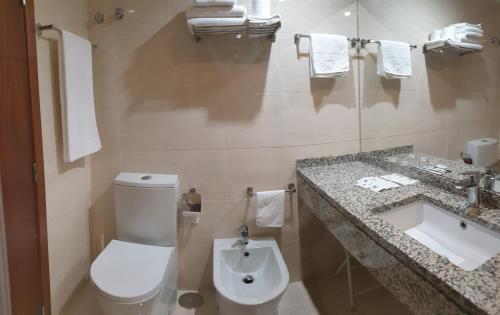 a bathroom with a toilet and a sink at Hotel Aleluia in Fátima