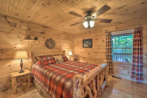 A bed or beds in a room at Blue Ridge Hideaway with Game Room and Mountain Views!