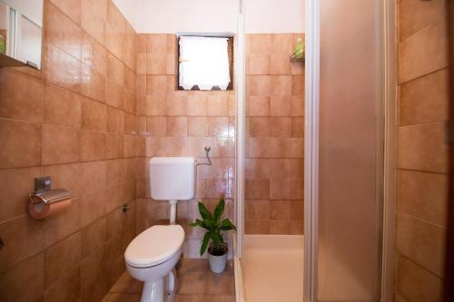 a bathroom with a toilet and a shower at Apartman Jadranka in Zadar