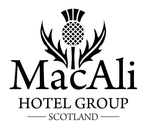 a black and white logo for a hotel group scotland at West End Hotel in Nairn