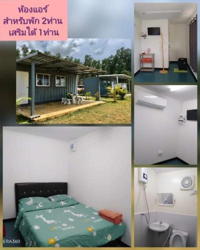 a collage of pictures of a bedroom and a house at น็อคดาวน์ in Khao Kho