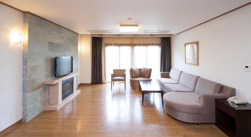 Телевизор и/или развлекательный центр в Holiday Inn & Suites Alpensia Pyeongchang Suites by IHG