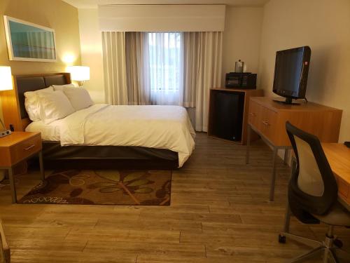 a hotel room with a bed and a television at Holiday Inn Express Hotel Pittsburgh-North/Harmarville by IHG in Harmarville