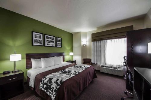 Säng eller sängar i ett rum på Sleep Inn and Suites Central / I-44