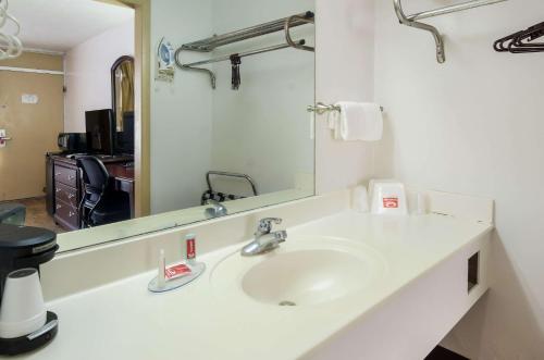 a bathroom with a sink and a mirror at Econo Lodge Marion I-81 in Marion