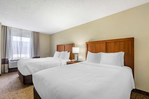 a hotel room with two beds and a window at Comfort Inn & Suites St Pete - Clearwater International Airport in Clearwater