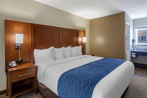 a hotel room with a large bed and a telephone at Comfort Inn Nashville - Opryland Area in Nashville