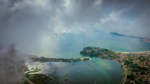 an aerial view of a large body of water at Hotel Arce in Baiona