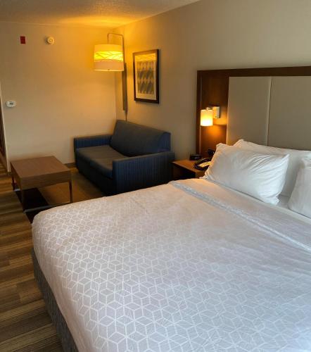 a hotel room with a large bed and a chair at Holiday Inn Express & Suites Columbia-I-26 @ Harbison Blvd by IHG in Columbia