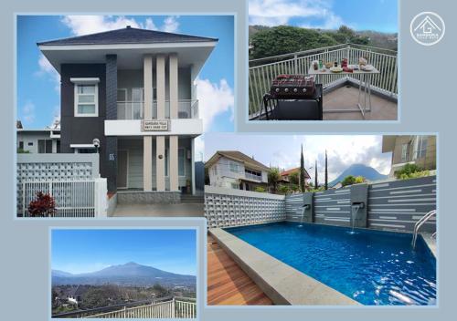 un collage di foto di una casa e di una piscina di Gandaria Villa Batu a Batu
