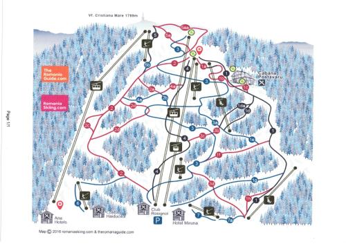 a map of a ski resort in the mountains at Rem's Pension in Râşnov