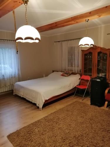 Ένα ή περισσότερα κρεβάτια σε δωμάτιο στο Noclegi przy kominku