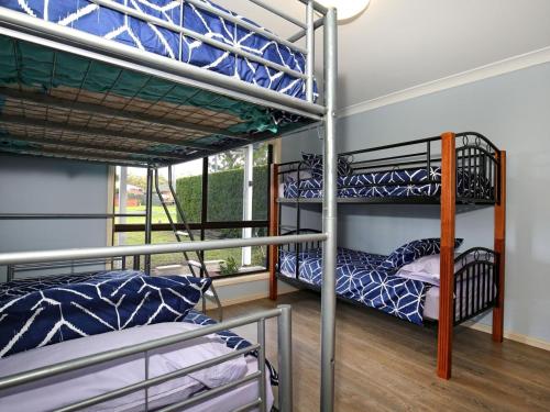 a room with two bunk beds and a window at Bahia I Pet Friendly I 10 Min Walk to Bay in Callala Bay