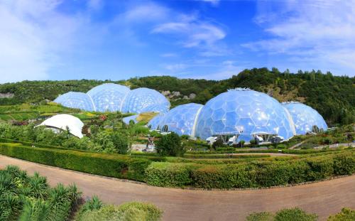 a group of blue domes in a garden at Penrose Bed & Breakfast in Lostwithiel