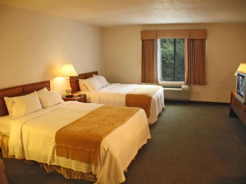 諾威奇的住宿－羅斯蒙特套房賓館，酒店客房设有两张床和电视。
