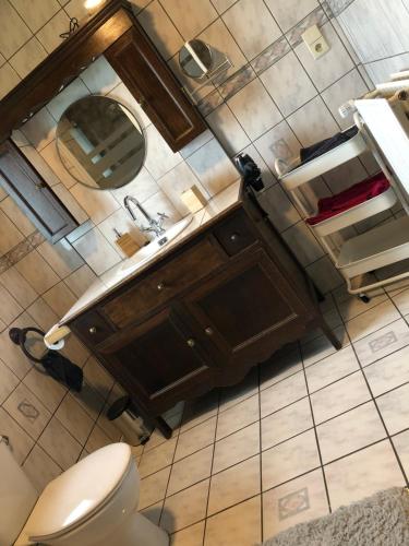 een badkamer met een toilet en een wastafel bij Une Escapade sur La Palette in Bertogne