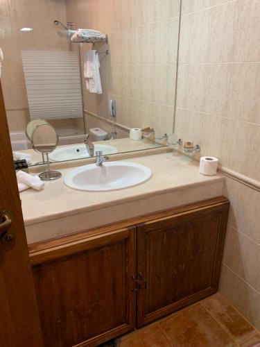 a bathroom with a sink and a mirror at Katarino Mountain House in Razlog
