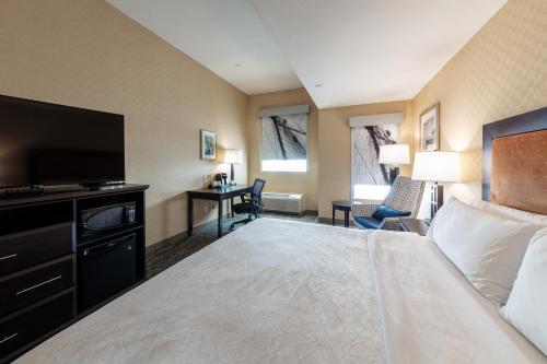 a hotel room with a bed and a flat screen tv at Holiday Inn Express & Suites Riverport Richmond, an IHG Hotel in Richmond