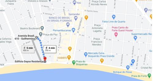 a map of dublin city with circled attractions at Apartamento 2 dorm na Guilhermina com tudo novo, Localização Incrível! Internet 200 MB in Praia Grande