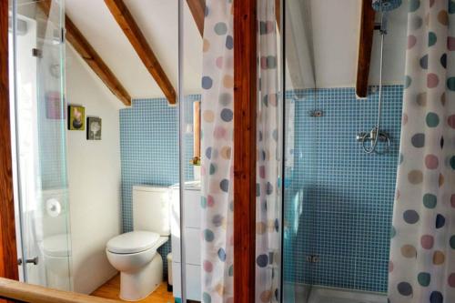 un bagno con wc e doccia di Casinha de Belém a Lisbona
