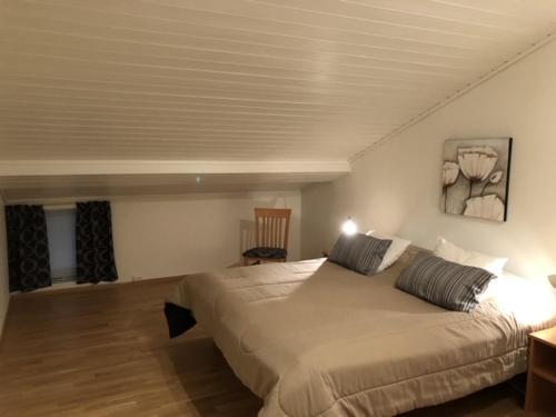 a bedroom with a large bed in a room at Private Apartment close to Sirdal Hotel in Tjørhom