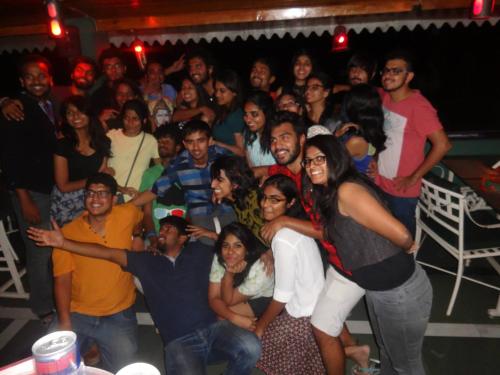 a group of people posing for a picture in a crowd at Hotel Kasauli Regency Stags Not Allowed in Kasauli