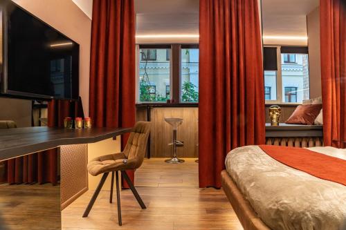 Ruang duduk di Luxury Upscale Apartments On 18 M Zhitomirska