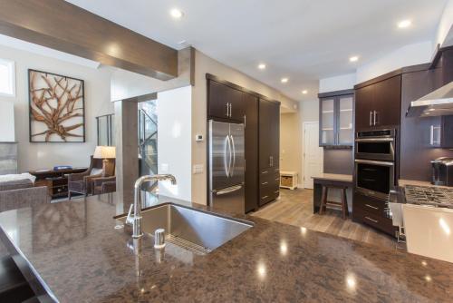 a kitchen with a sink and a counter top at Snowcreek #754 - Phase V in Mammoth Lakes