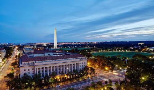 a view of the washington monument at night at Willard InterContinental Washington by IHG in Washington