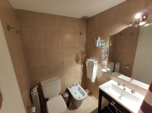 a bathroom with a toilet and a sink at Hermoso departamento en la mejor zona de Bariloche in San Carlos de Bariloche