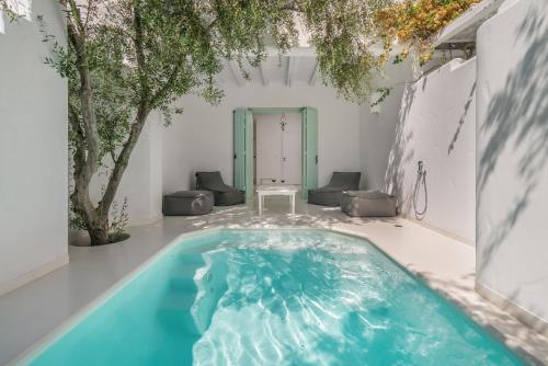 una piscina al centro di una casa di Thalassitra Private Pool Suites & Spa ad Adámas