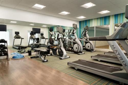 a gym with treadmills and elliptical machines at Holiday Inn Express & Suites - Kokomo South by IHG in Kokomo