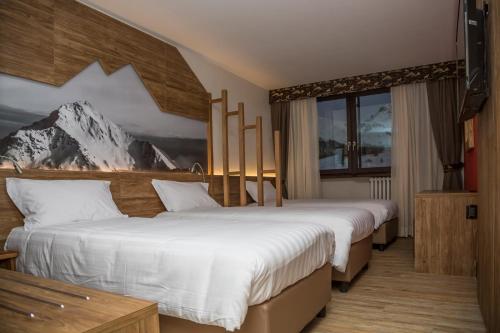 Hotel Du Col tesisinde bir odada yatak veya yataklar